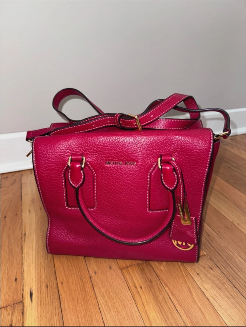 MICHAEL KORS Pink / Red Venom Leather Satchel Bag